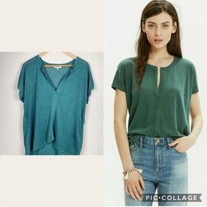 Madewell forest green Linen top size xs EUC